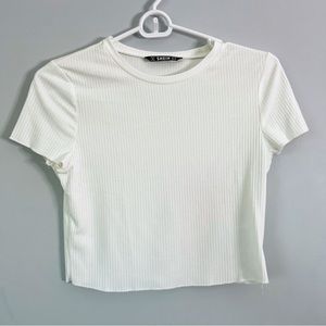 Shein White Short Sleeve Crop Tee Size XS